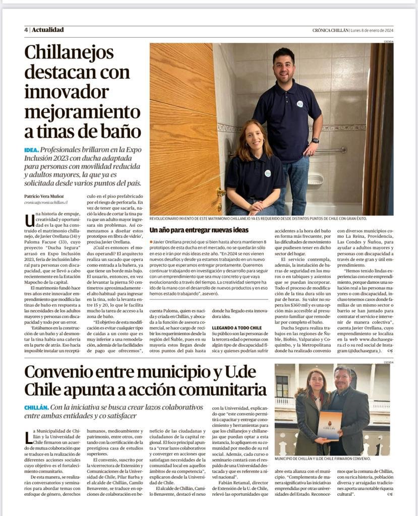 Diario La Crónica: Ducha Segura® adapta tinas para la seguridad de los adultos mayores